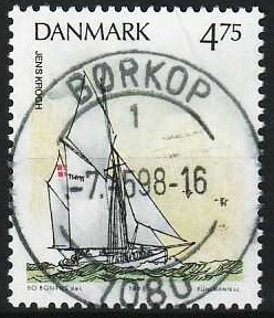 FRIMÆRKER DANMARK | 1993 - AFA 1046 - Sejlskibe - 4,75 Kr. flerfarvet - Pragt Stemplet Børkop